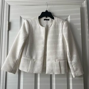White tweed textured Blazer Jacket | Size S